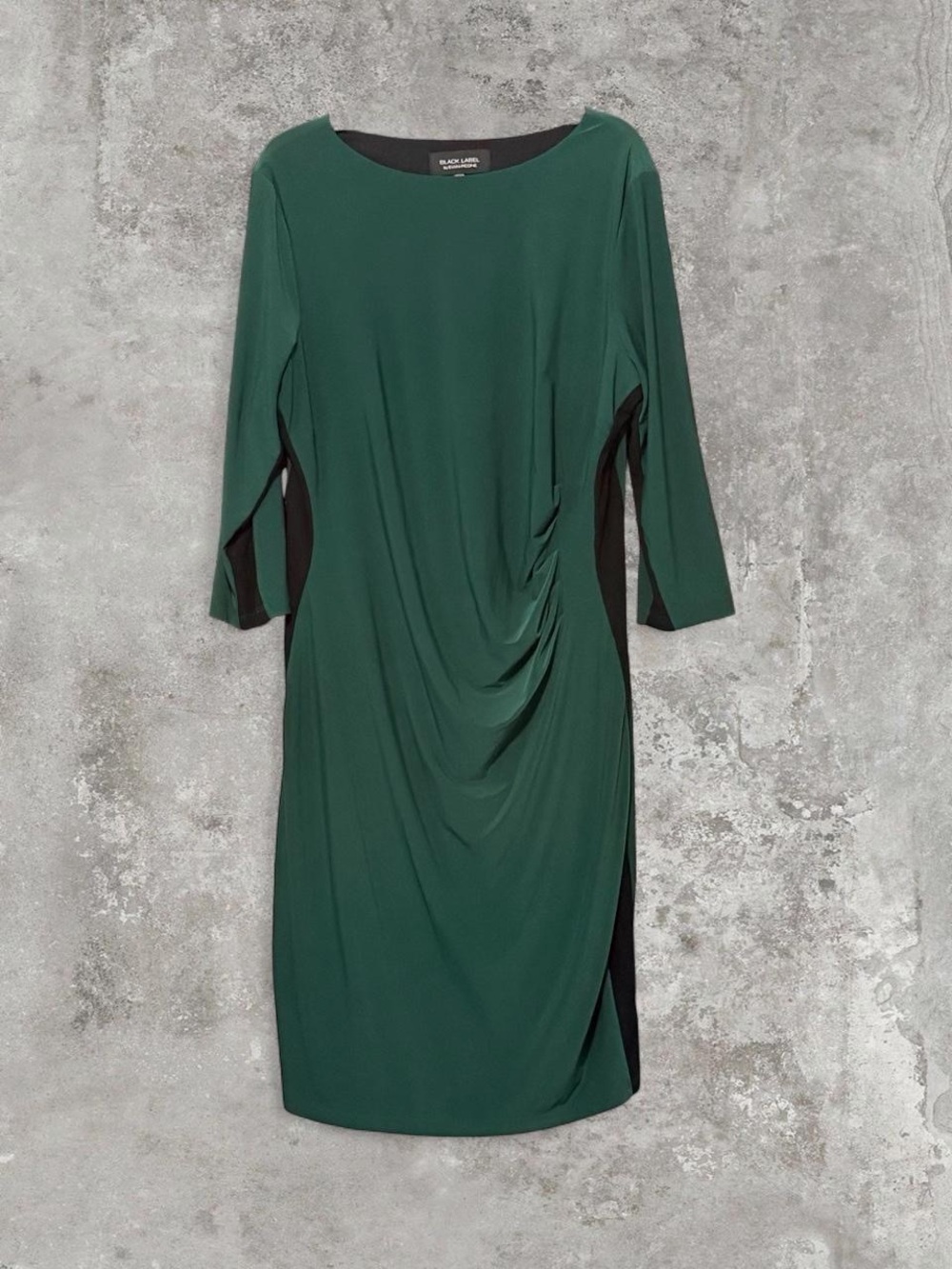 Evan Picone Emerald Green Draped Midi Dress
